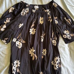Sonoma Floral Off-Shoulder Black Top